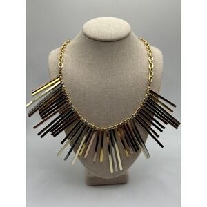 Elegant Gemma Redux Metal‎ Multi Toned Bar Bib Necklace Gold Tone Chain